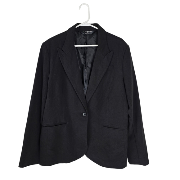 Norma Kamali Black Single Breasted Button Front Blazer Size 18 Careerwear - Picture 1 of 15